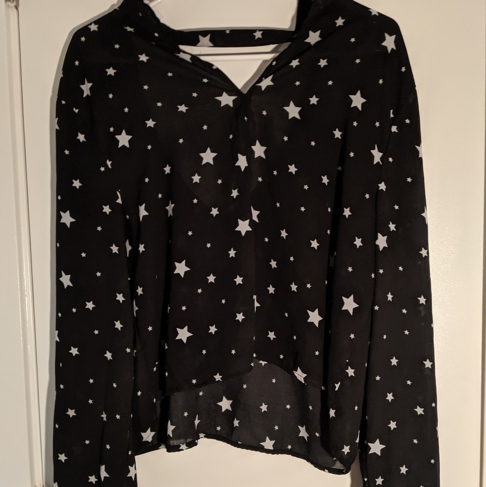 Women's XL Choker Long Sleeve Blouse